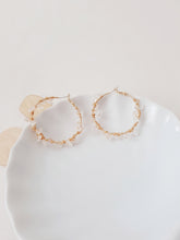 Load image into Gallery viewer, Gold Plated, Transparent Stone Hoop Earrings, Handmade