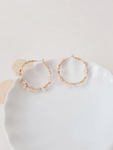 Gold Plated, Transparent Stone Hoop Earrings, Handmade