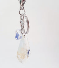 Load image into Gallery viewer, Ocean Flowers Resin Keychain / Charm in Silver + Blue