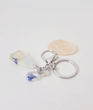 Load image into Gallery viewer, Ocean Flowers Resin Keychain / Charm in Silver + Blue