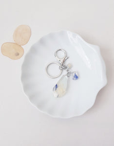 Ocean Flowers Resin Keychain / Charm in Silver + Blue