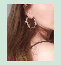 Load image into Gallery viewer, Gold Plated, Transparent Stone Hoop Earrings, Handmade