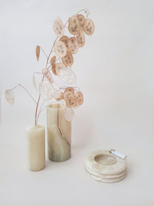 White Onyx Stone - Modern Classic Cylinder Vase